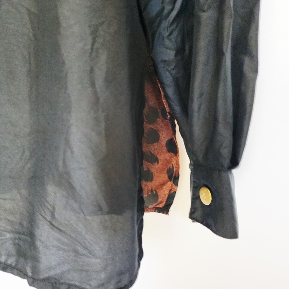 Diane Gilman Black and Brown Leopard Button Down Shirt - Picture 12 of 14